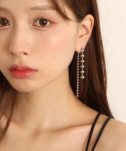 【サージカルステンレス 316L】 バックキャッチ ボールチェーン ロング ピアス   金属アレルギー対応