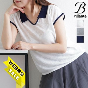 【SALE】サマーニット配色ブラウス　トップス 2025ss春夏  BRILLANTE東京（199277）