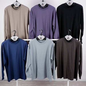 メンズ 綿100％ ダブルフェイス 袖リブ ロンT  長袖 ロンT カットソー 長袖カットソー 長袖Tシャツ 無地