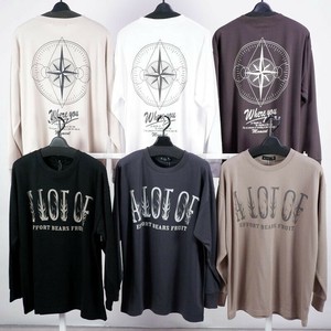 メンズ  ダブルフェイス プリント ロンT  長袖 ロンT カットソー 長袖カットソー 長袖Tシャツ ロゴ