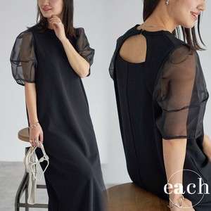 ジョーゼット＆オーガンジー半袖バックシャンワンピー オケージョン 2025人気 each東京