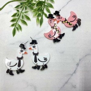 ピアス　個性的　アクリル　アヒル　鳥