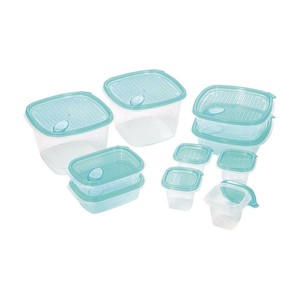 クリアブルーコンテナワンタッチ10個組　キッチン/保存容器/オーブン/レンジ/調理