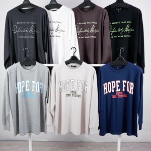 メンズ  ダブルフェイス プリント ロンT  長袖 ロンT カットソー 長袖カットソー 長袖Tシャツ ロゴ