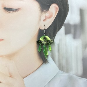 ピアス　個性的　アクリル　UFO　宇宙人　イエロー