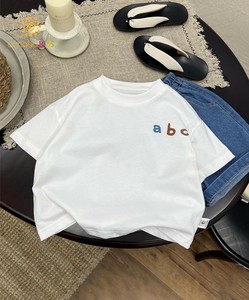 【-aimoha-KIDS-】キッズ アルファベットプリントTシャツ 半袖 子供 男の子 女の子