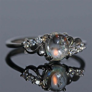 Silver-Based Pearl/Moon Stone Ring Rainbow Rings