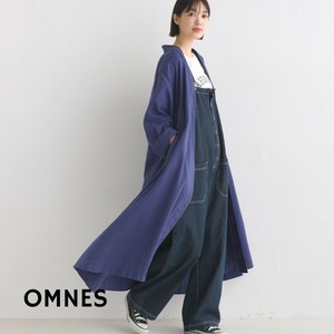 【8月末入荷予定】【再入荷】綿サテングランジストーンウォッシュ加工ノーカラーロングコート