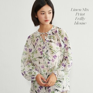 衬衫 V领 长袖衬衫 花卉图案