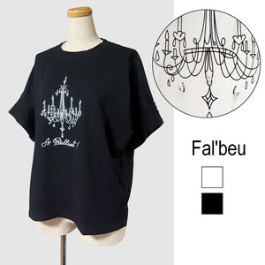 【新作】ラインストーン付き　シャンデリアプリントカットソー　コットン　2色展開