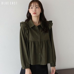Button Shirt/Blouse Ladies fashion Corduroy Peplum [2025 NEW]