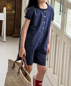【aimoha-KIDS-】フリル襟付き半袖ロンパース キッズ つなぎ 子供 夏