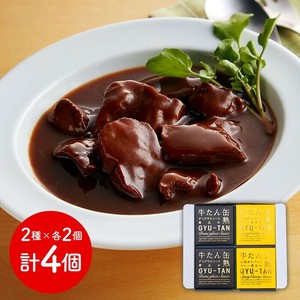 宮城 木の屋石巻水産 牛たん缶詰2種セット (デミグラスソース 粗挽きスパイスカレー 各2個) (ギフト箱)