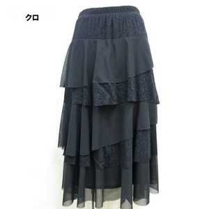 【初秋物新商品】メッシュ花レース切替フリルスカート