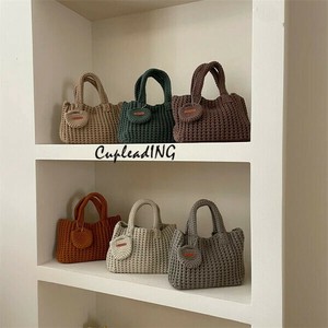 ＜SALE＞早い者勝ち かわいい ハンドバッグ 手作り鉤織バッグ ギャザリング バッグ付き携帯バッグ
