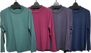 リヨセルボーダー　　2段メロー（4色 M〜L）　日本製｜カットソー｜柔らか素材｜インナー