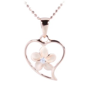 ハワイアンジュエリー ペンダントトップ   Plumeria Heart PK