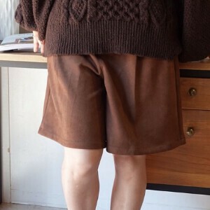 【2025年新作】フェイクスエードハーフパンツ【セットアップ可能】　ボトムス　晩夏　秋　冬　AW　春　大人