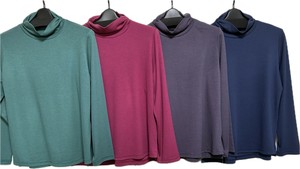 リヨセルボーダー　　衿シャーリング（4色 M〜L）　日本製｜カットソー｜柔らか素材｜インナー