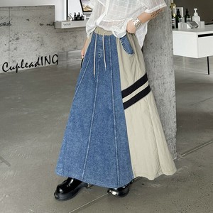 ◆◆大人気◆◆通勤する aラインスカート 差し色 ハイウエスト つなぎ デニムスカート 個性