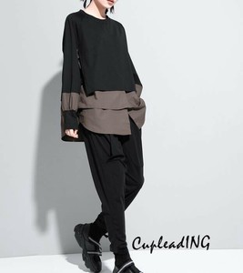 シーズン商品 INSスタイル フェイク2ピース シャツ ストレート 秋 タイドファッション 縫付 長袖 Tシャツ