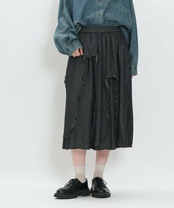 【2025秋冬新作】上からピロピロデニムSK ウェーブフリルデザインデニムフレアスカート ウエストゴム