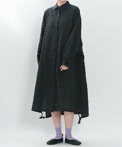 【2025秋冬新作】フリーなシル絵SHOP 裾スリット入り チェック柄長袖チュニック