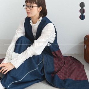 チェック布帛×6OZデニム ジレ ワンピース【2025年秋冬新作】