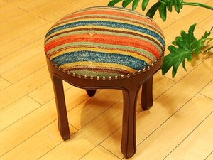 オールドキリムチェア　スツール　ラウンド　高さ約41cm　FS-348