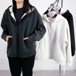 予約販売 あったか裏ボア天竺フルジップパーカー ブラック 無地 スウェット パーカー 裏ボアパーカー 防寒