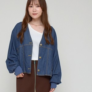 【細見え＆超軽量】袖リブデニムジャケット