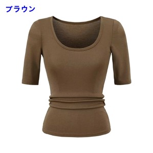 Tシャツ 半端袖 Uネック 夏 無地 快適 レディース ファッション MBQ2922