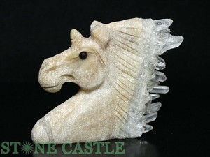 ☆一点物☆【彫刻置物】ユニコーン 水晶クラスター (EX) (四川省産) No.43 【天然石 パワーストーン】