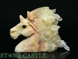 ☆一点物☆【彫刻置物】ユニコーン 水晶クラスター (EX) (四川省産) No.45 【天然石 パワーストーン】