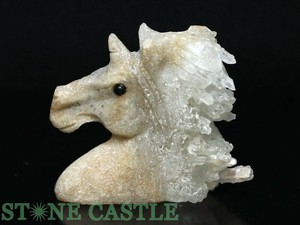 ☆一点物☆【彫刻置物】ユニコーン 水晶クラスター (EX) (四川省産) No.48 【天然石 パワーストーン】