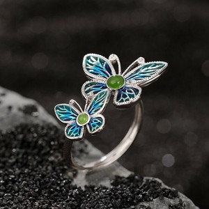 蝶　リング 指輪　 リング フリーサイズ　シルバー925メッキ S925リング　シルバー925