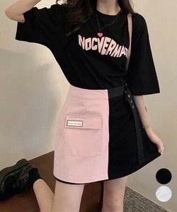 国内即納 ロゴTシャツワンピース 巻きミニスカート