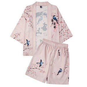 P22854 メンズ 小花柄 二点セット 2025夏新作 カップル 七分袖 シャツ 日焼け止め服 ショートパンツ