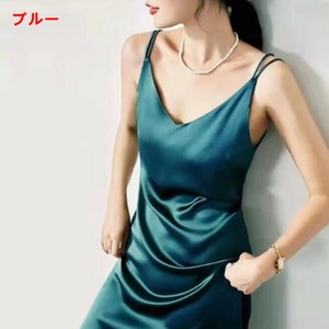 ワンピース サスペンダー  Vネック  美背 無地 快適 ゆったり レディース ファッション  MBQ2957