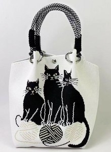 お洒落 手提げ アニマル猫柄 コンパクトサイズ ミニトートバッグ 　　ba0562