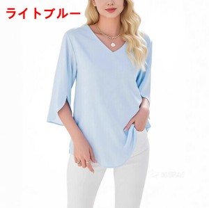 Tシャツ 半端袖 Vネック 無地 ゆったり 快適 レディース ファッション  MBQ2966