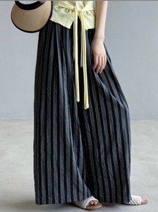 ワイドパンツ  綿麻 ストライプ 夏 薄手 無地 ゆったり 快適 レディース ファッション   MBQ2967