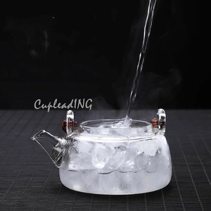 ＜SALE＞INSスタイル 耐熱ガラス 煮茶・沸騰両用 ティーポット 藤製提梁付き 電陶炉専用 家庭用茶器