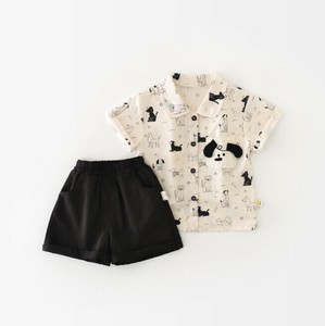 ショートパンツスーツ 2点セット 半袖 可愛い 犬柄 快適 子供 ファッション  MBQ2991