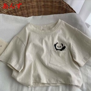 Tシャツ 半袖 ラウンドネック 刺繍 夏 快適   無地 子供用 ファッション  MBQ2998