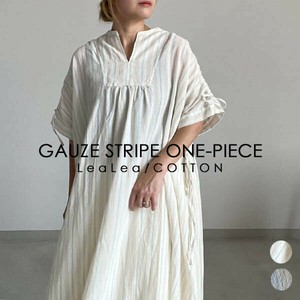 2025年新商品 洋装/连衣裙 竖纹 纱布