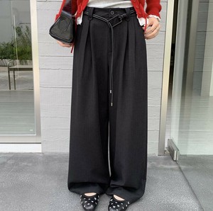u28911レディース ボトムス ロング丈 ワイドパンツ スラックス 通勤 2色 垂れ感のある 2025夏秋新作