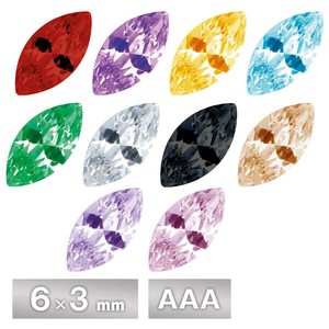 キュービックジルコニア マーキス AAA 6×3mm 全10色 パーツ ハンドメイド