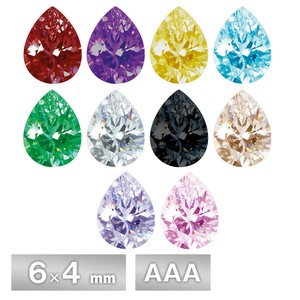 キュービックジルコニア ドロップ ペアシェープ AAA 6×4mm 全10色 パーツ ハンドメイド