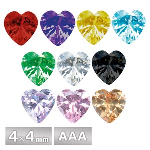 キュービックジルコニア ハート AAA  4×4mm 全10色 パーツ アクセサリー ストーン ハンドメイド